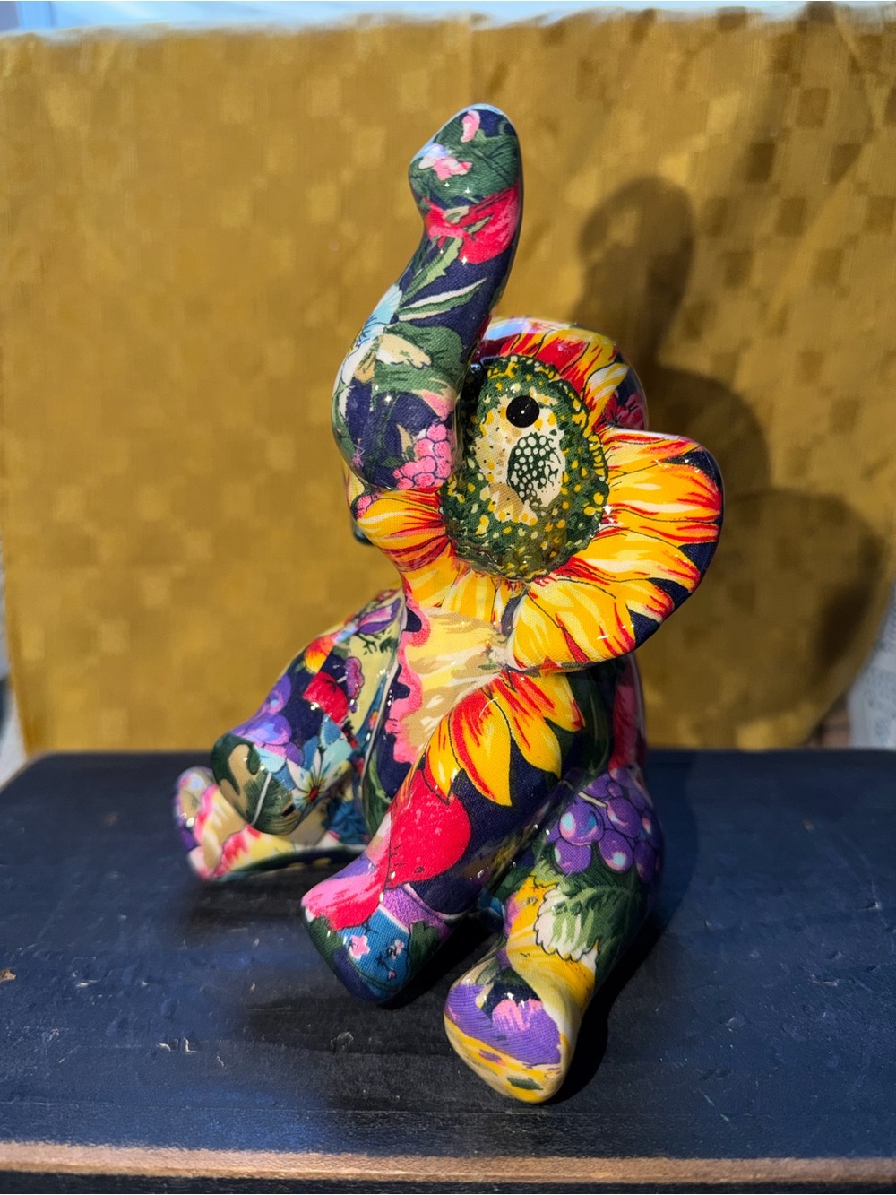 Floral Sunflower Elephant Figurine - Multicolor Home Art